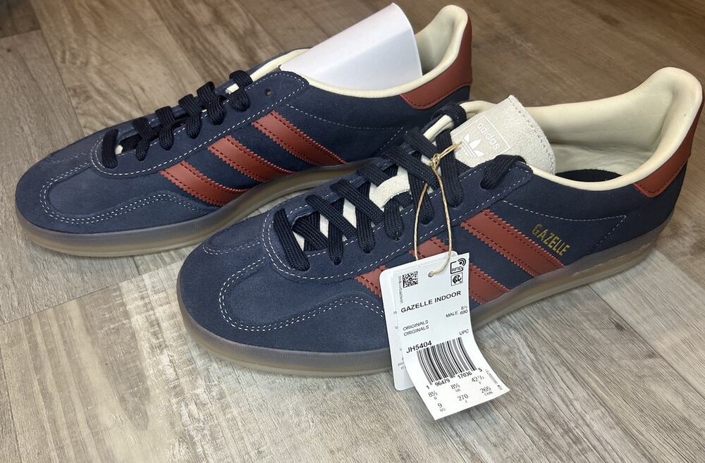 Adidas Men’s Gazelle Indoor Originals Size 9M LegInk Prerub Rubusa|JH5404|